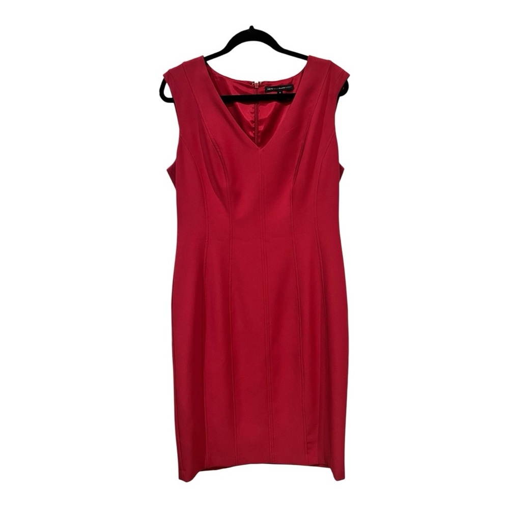 White House Black Market V-Neck Red Midi Dress Sleeveless NWOT Size 12